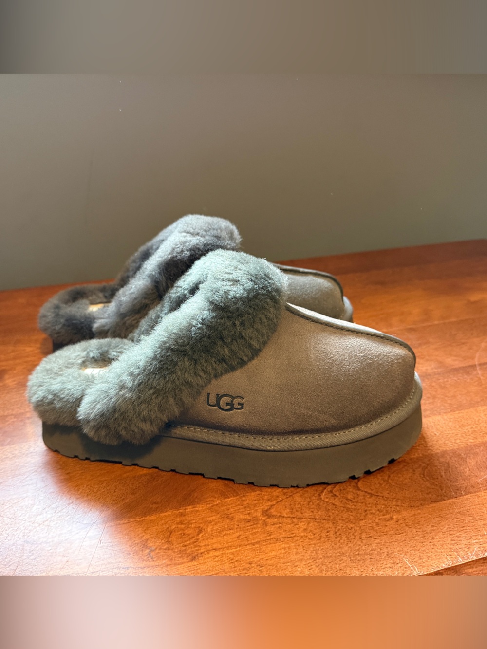 UGG Women’s Gray Plush Shearling Slipper Clog